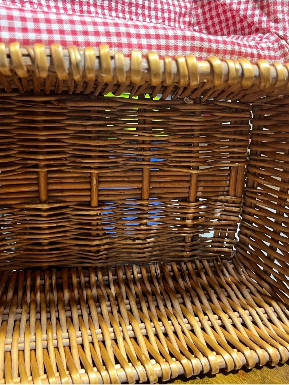 Wicker Basket Set with Red Gingham Liner